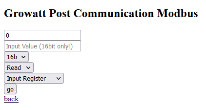 Modbus Abfrageformular